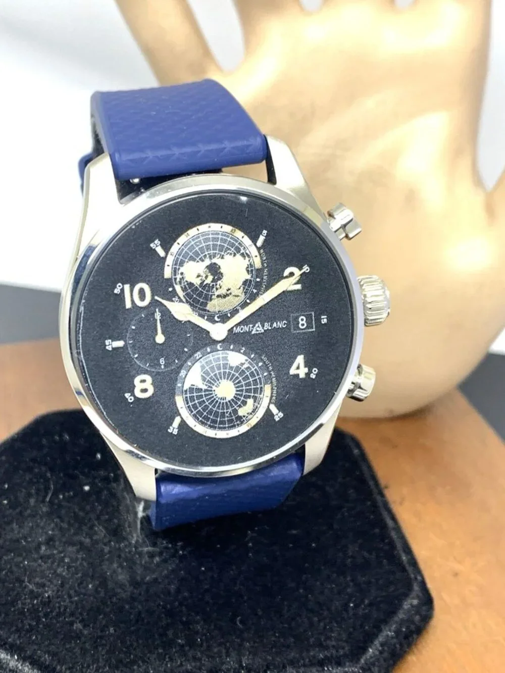 Montblanc Summit 3 Men's Watch Smartwatch Titanium Case Blue Rubber Strap 42mm